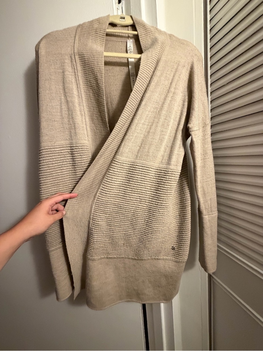 Cozy Open-Front LULULEMON Cream Ribbed Women’s Sweater Cardigan